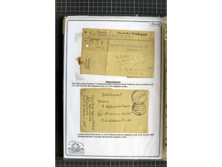1914/1945, sehr umfangreiche Sammlung "Feldpost in Danzig" mit einigen hundert Briefen und Karten, dabei I. WK. mit interessa