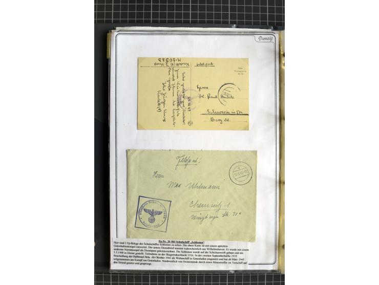 1914/1945, sehr umfangreiche Sammlung "Feldpost in Danzig" mit einigen hundert Briefen und Karten, dabei I. WK. mit interessa