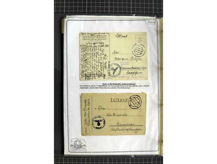 1914/1945, sehr umfangreiche Sammlung "Feldpost in Danzig" mit einigen hundert Briefen und Karten, dabei I. WK. mit interessa