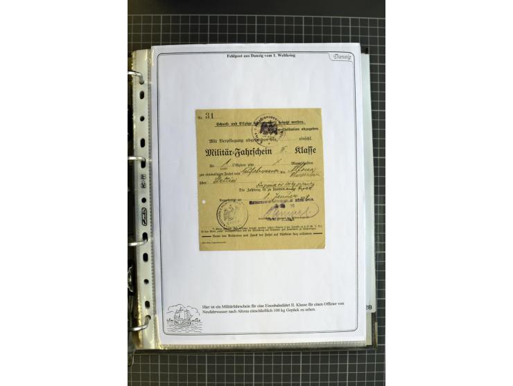 1914/1945, sehr umfangreiche Sammlung "Feldpost in Danzig" mit einigen hundert Briefen und Karten, dabei I. WK. mit interessa