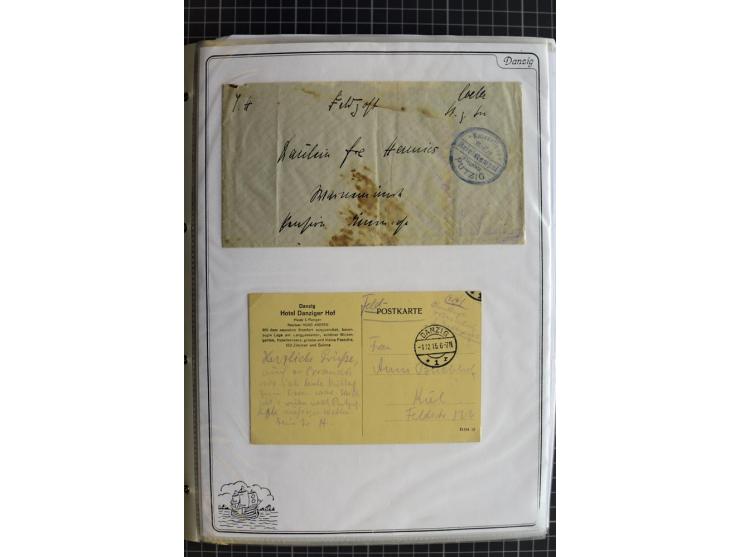 1914/1945, sehr umfangreiche Sammlung "Feldpost in Danzig" mit einigen hundert Briefen und Karten, dabei I. WK. mit interessa