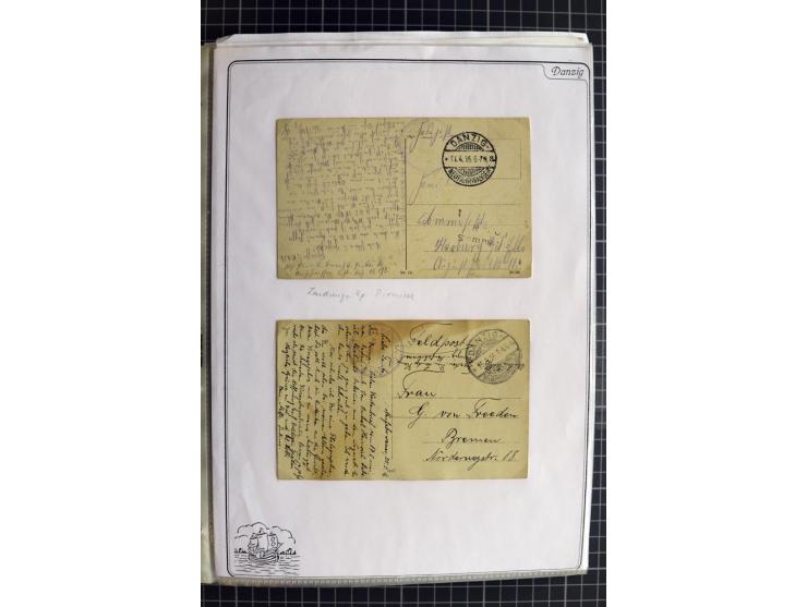 1914/1945, sehr umfangreiche Sammlung "Feldpost in Danzig" mit einigen hundert Briefen und Karten, dabei I. WK. mit interessa