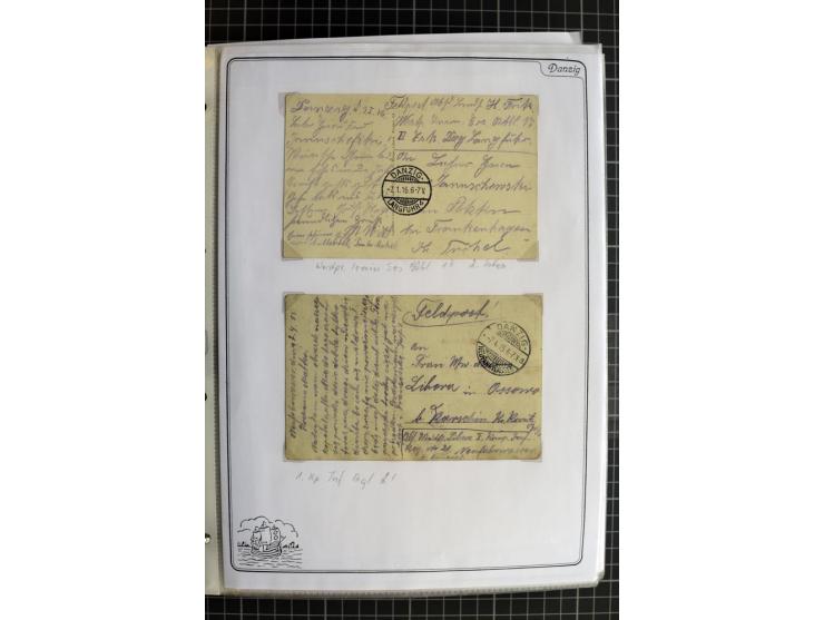 1914/1945, sehr umfangreiche Sammlung "Feldpost in Danzig" mit einigen hundert Briefen und Karten, dabei I. WK. mit interessa