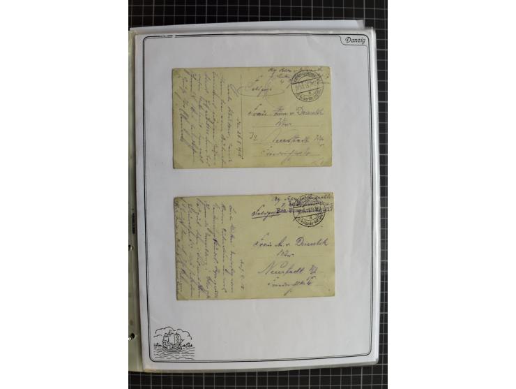 1914/1945, sehr umfangreiche Sammlung "Feldpost in Danzig" mit einigen hundert Briefen und Karten, dabei I. WK. mit interessa