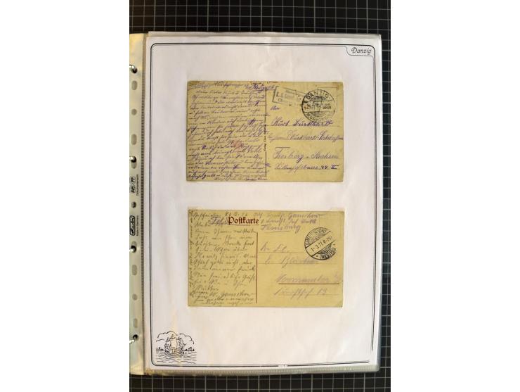 1914/1945, sehr umfangreiche Sammlung "Feldpost in Danzig" mit einigen hundert Briefen und Karten, dabei I. WK. mit interessa