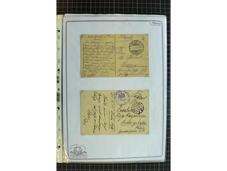 1914/1945, sehr umfangreiche Sammlung "Feldpost in Danzig" mit einigen hundert Briefen und Karten, dabei I. WK. mit interessa