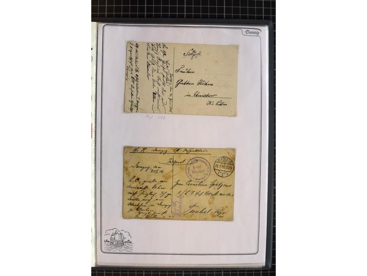 1914/1945, sehr umfangreiche Sammlung "Feldpost in Danzig" mit einigen hundert Briefen und Karten, dabei I. WK. mit interessa