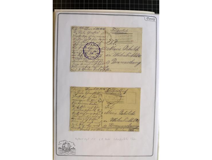 1914/1945, sehr umfangreiche Sammlung "Feldpost in Danzig" mit einigen hundert Briefen und Karten, dabei I. WK. mit interessa
