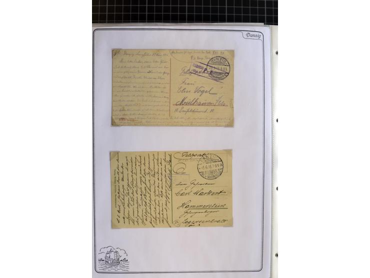 1914/1945, sehr umfangreiche Sammlung "Feldpost in Danzig" mit einigen hundert Briefen und Karten, dabei I. WK. mit interessa