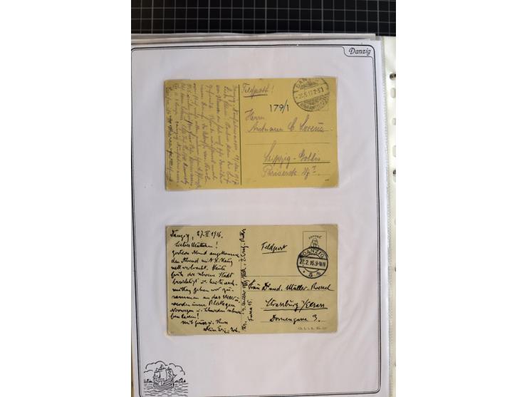 1914/1945, sehr umfangreiche Sammlung "Feldpost in Danzig" mit einigen hundert Briefen und Karten, dabei I. WK. mit interessa