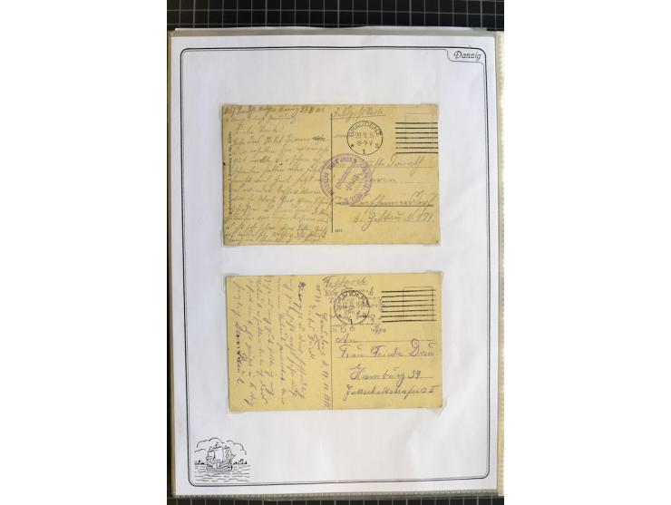1914/1945, sehr umfangreiche Sammlung "Feldpost in Danzig" mit einigen hundert Briefen und Karten, dabei I. WK. mit interessa