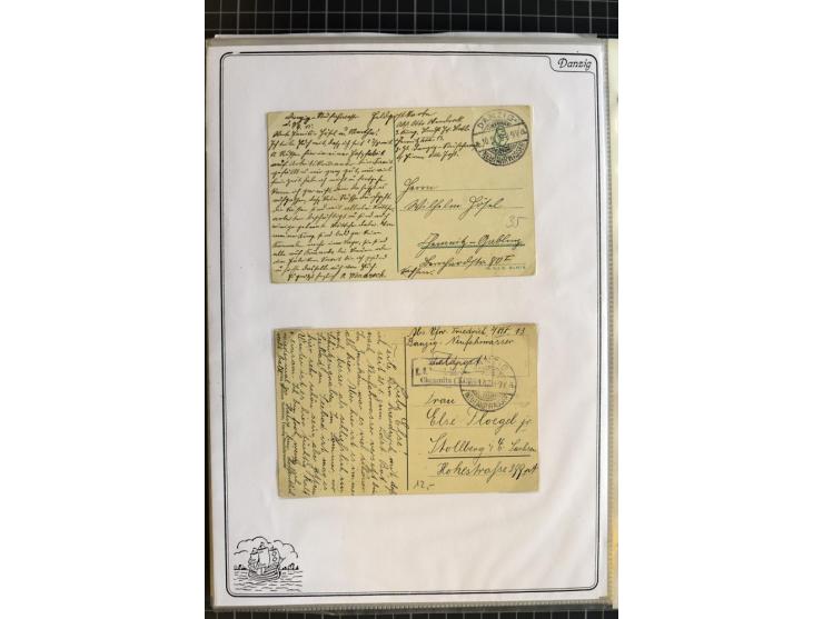 1914/1945, sehr umfangreiche Sammlung "Feldpost in Danzig" mit einigen hundert Briefen und Karten, dabei I. WK. mit interessa