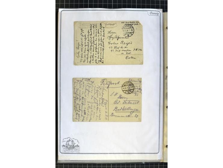 1914/1945, sehr umfangreiche Sammlung "Feldpost in Danzig" mit einigen hundert Briefen und Karten, dabei I. WK. mit interessa