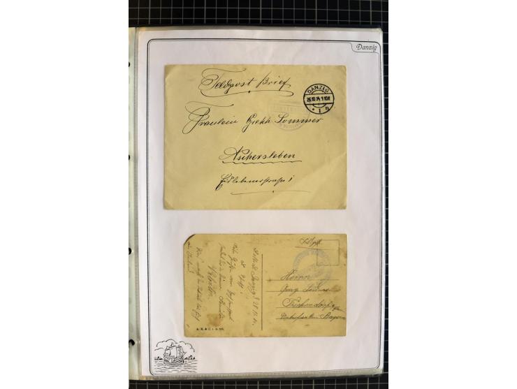 1914/1945, sehr umfangreiche Sammlung "Feldpost in Danzig" mit einigen hundert Briefen und Karten, dabei I. WK. mit interessa