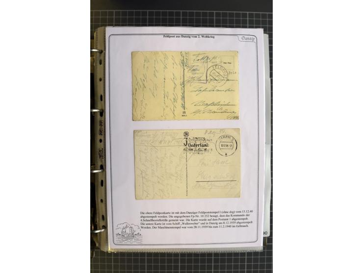 1914/1945, sehr umfangreiche Sammlung "Feldpost in Danzig" mit einigen hundert Briefen und Karten, dabei I. WK. mit interessa