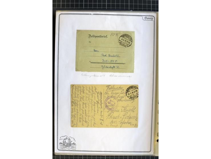 1914/1945, sehr umfangreiche Sammlung "Feldpost in Danzig" mit einigen hundert Briefen und Karten, dabei I. WK. mit interessa