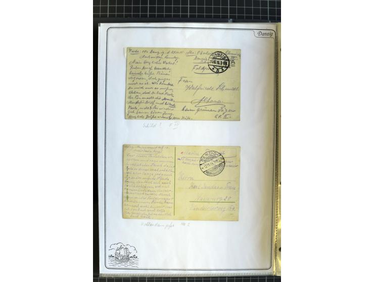 1914/1945, sehr umfangreiche Sammlung "Feldpost in Danzig" mit einigen hundert Briefen und Karten, dabei I. WK. mit interessa