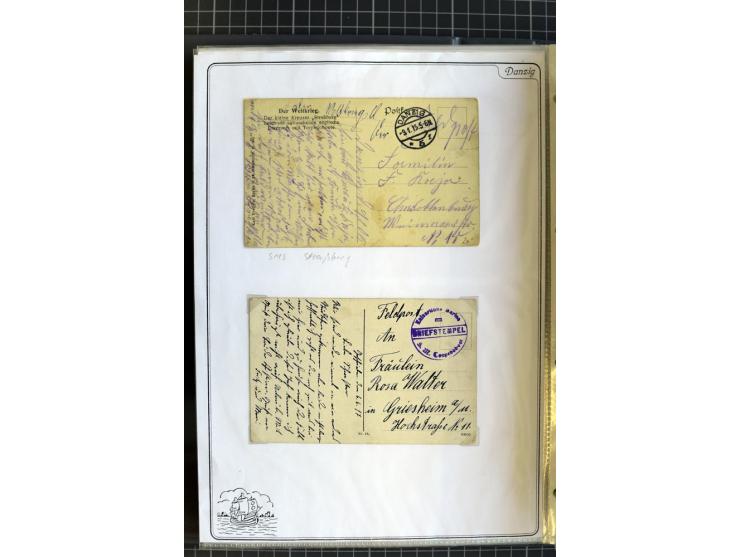 1914/1945, sehr umfangreiche Sammlung "Feldpost in Danzig" mit einigen hundert Briefen und Karten, dabei I. WK. mit interessa