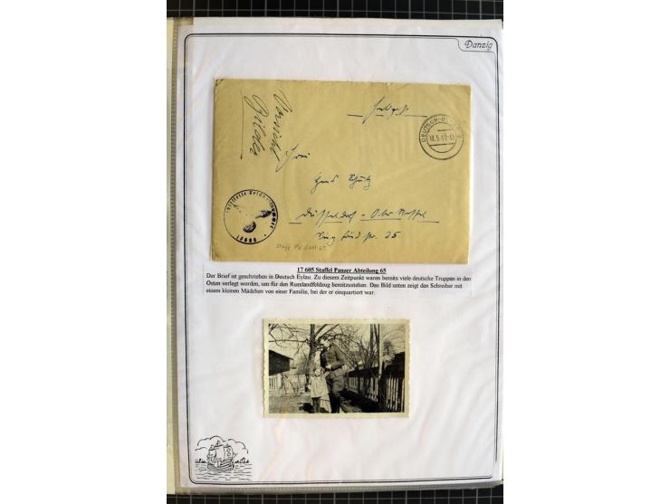 1914/1945, sehr umfangreiche Sammlung "Feldpost in Danzig" mit einigen hundert Briefen und Karten, dabei I. WK. mit interessa