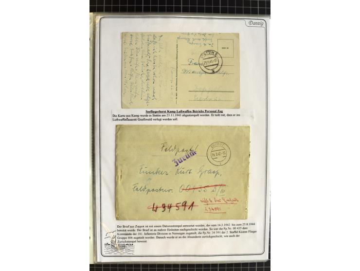 1914/1945, sehr umfangreiche Sammlung "Feldpost in Danzig" mit einigen hundert Briefen und Karten, dabei I. WK. mit interessa