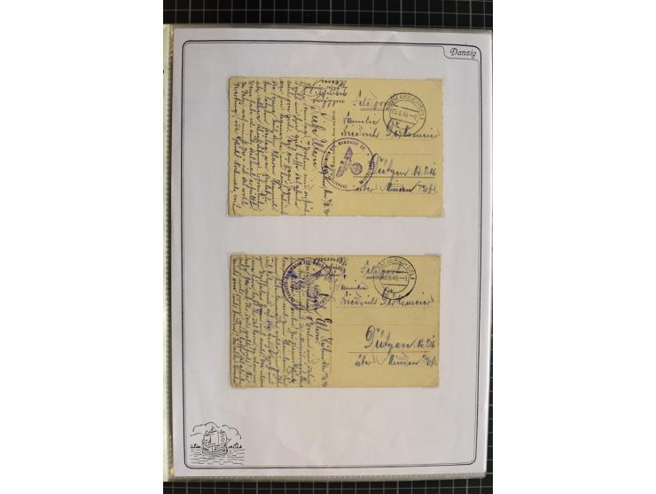 1914/1945, sehr umfangreiche Sammlung "Feldpost in Danzig" mit einigen hundert Briefen und Karten, dabei I. WK. mit interessa