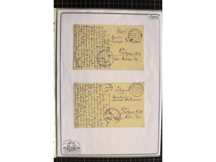 1914/1945, sehr umfangreiche Sammlung "Feldpost in Danzig" mit einigen hundert Briefen und Karten, dabei I. WK. mit interessa