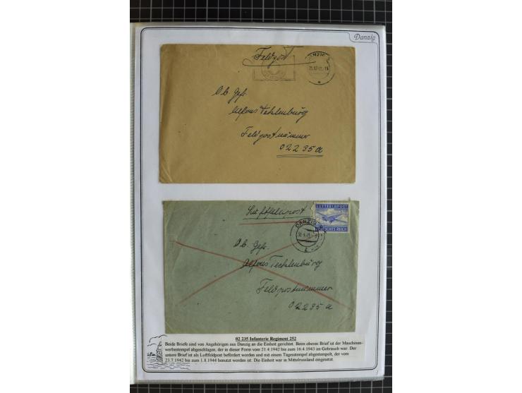 1914/1945, sehr umfangreiche Sammlung "Feldpost in Danzig" mit einigen hundert Briefen und Karten, dabei I. WK. mit interessa