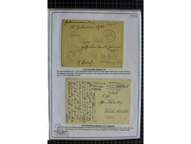 1914/1945, sehr umfangreiche Sammlung "Feldpost in Danzig" mit einigen hundert Briefen und Karten, dabei I. WK. mit interessa