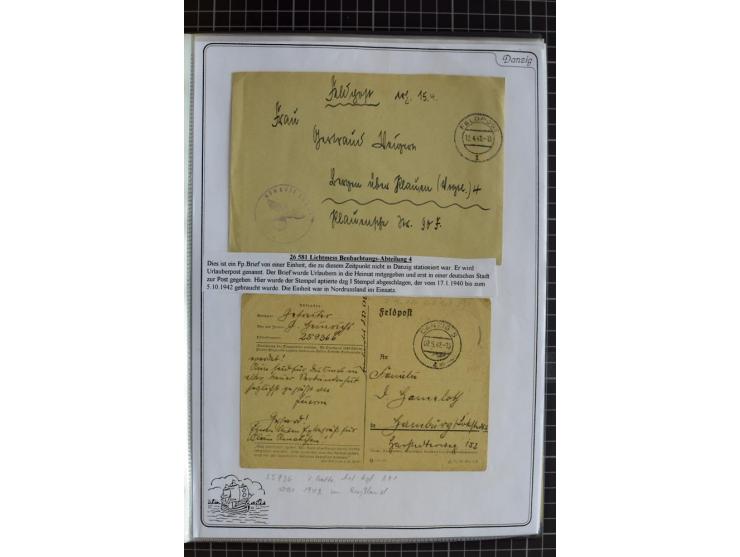 1914/1945, sehr umfangreiche Sammlung "Feldpost in Danzig" mit einigen hundert Briefen und Karten, dabei I. WK. mit interessa