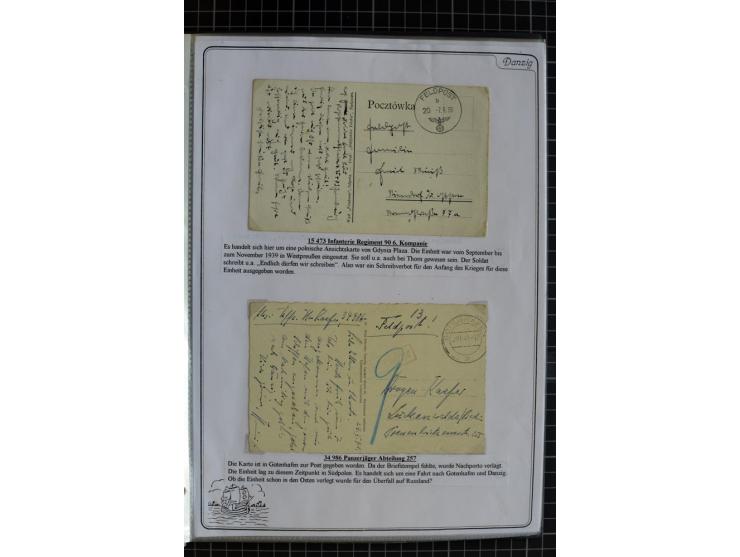 1914/1945, sehr umfangreiche Sammlung "Feldpost in Danzig" mit einigen hundert Briefen und Karten, dabei I. WK. mit interessa