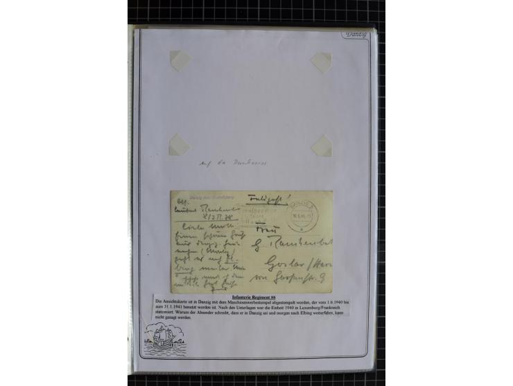 1914/1945, sehr umfangreiche Sammlung "Feldpost in Danzig" mit einigen hundert Briefen und Karten, dabei I. WK. mit interessa