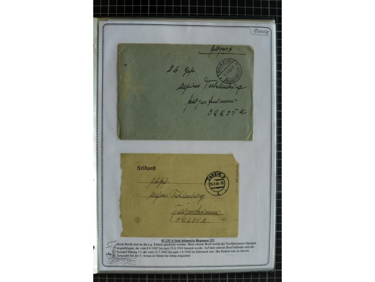 1914/1945, sehr umfangreiche Sammlung "Feldpost in Danzig" mit einigen hundert Briefen und Karten, dabei I. WK. mit interessa