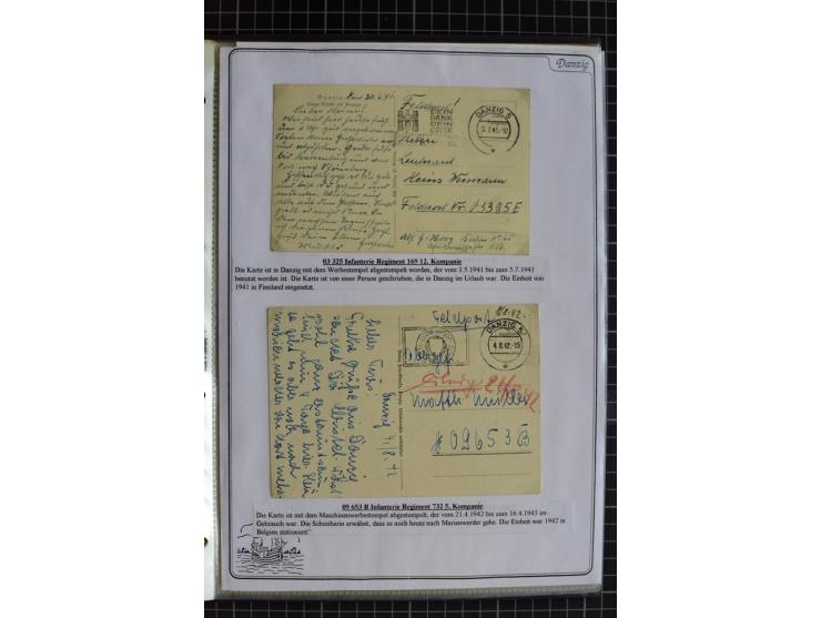 1914/1945, sehr umfangreiche Sammlung "Feldpost in Danzig" mit einigen hundert Briefen und Karten, dabei I. WK. mit interessa