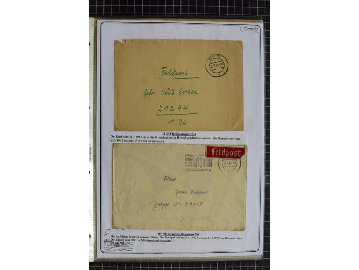 1914/1945, sehr umfangreiche Sammlung "Feldpost in Danzig" mit einigen hundert Briefen und Karten, dabei I. WK. mit interessa