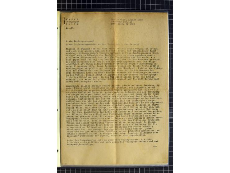 1914/1945, sehr umfangreiche Sammlung "Feldpost in Danzig" mit einigen hundert Briefen und Karten, dabei I. WK. mit interessa