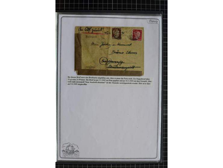 1914/1945, sehr umfangreiche Sammlung "Feldpost in Danzig" mit einigen hundert Briefen und Karten, dabei I. WK. mit interessa