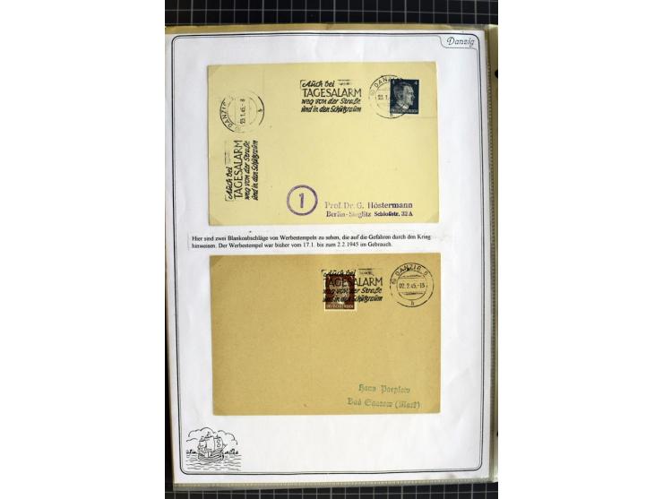 1914/1945, sehr umfangreiche Sammlung "Feldpost in Danzig" mit einigen hundert Briefen und Karten, dabei I. WK. mit interessa