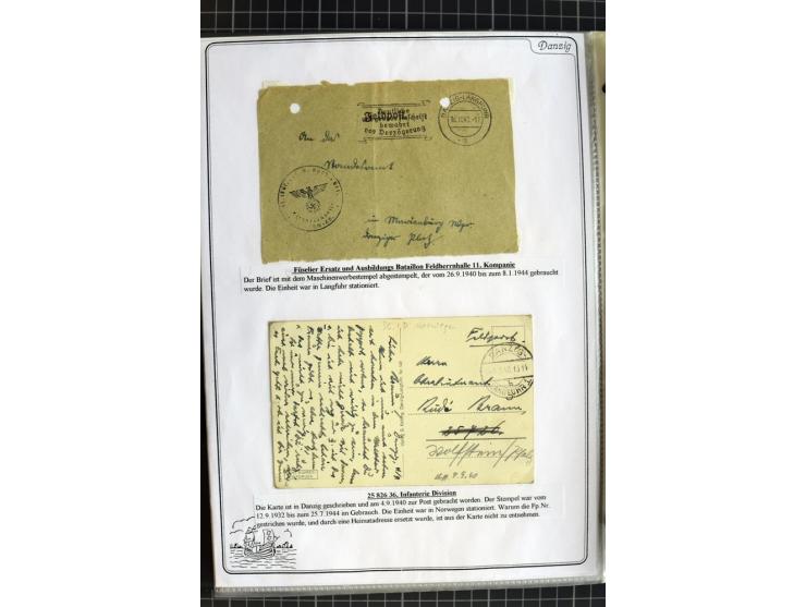 1914/1945, sehr umfangreiche Sammlung "Feldpost in Danzig" mit einigen hundert Briefen und Karten, dabei I. WK. mit interessa