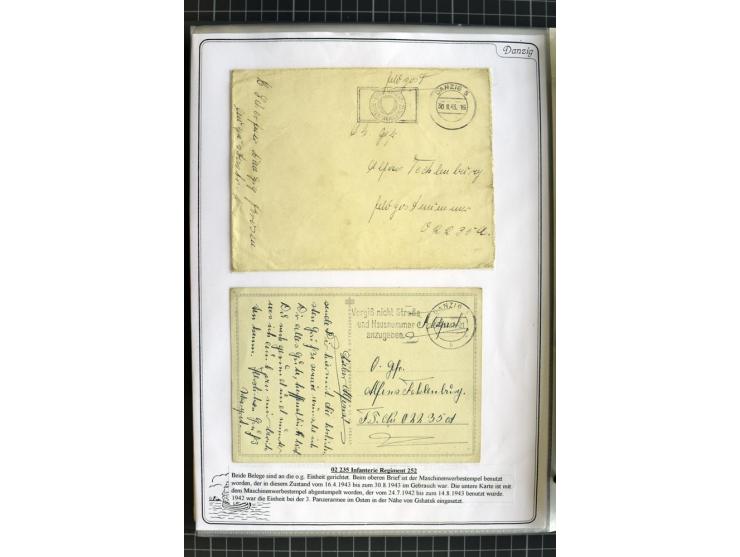 1914/1945, sehr umfangreiche Sammlung "Feldpost in Danzig" mit einigen hundert Briefen und Karten, dabei I. WK. mit interessa