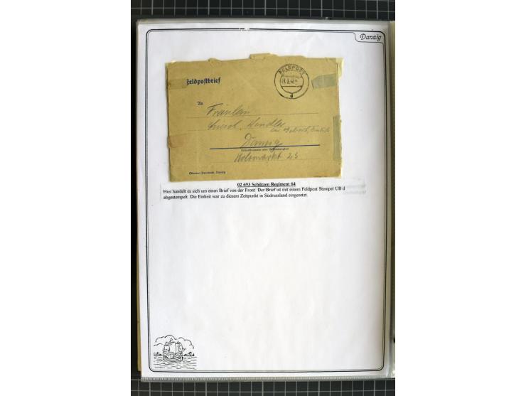 1914/1945, sehr umfangreiche Sammlung "Feldpost in Danzig" mit einigen hundert Briefen und Karten, dabei I. WK. mit interessa