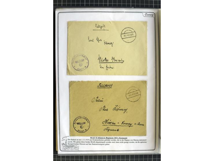 1914/1945, sehr umfangreiche Sammlung "Feldpost in Danzig" mit einigen hundert Briefen und Karten, dabei I. WK. mit interessa
