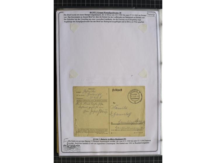 1914/1945, sehr umfangreiche Sammlung "Feldpost in Danzig" mit einigen hundert Briefen und Karten, dabei I. WK. mit interessa