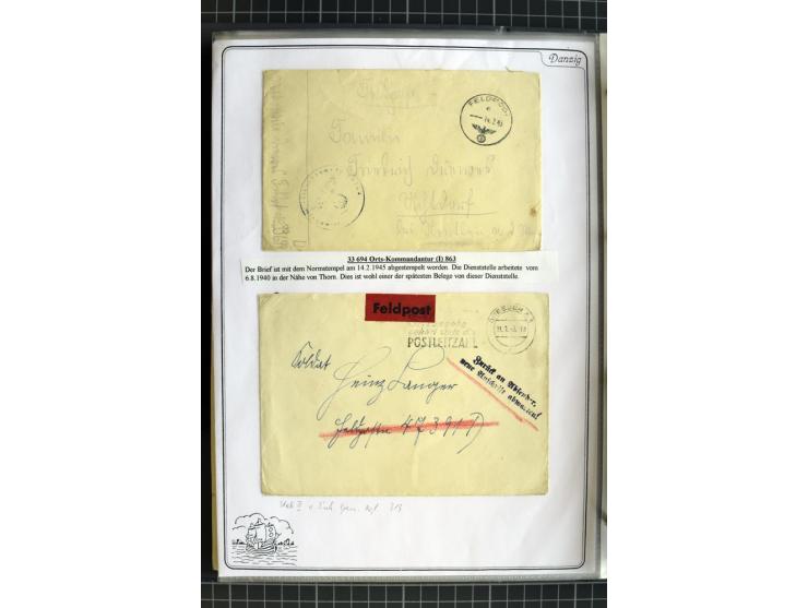 1914/1945, sehr umfangreiche Sammlung "Feldpost in Danzig" mit einigen hundert Briefen und Karten, dabei I. WK. mit interessa