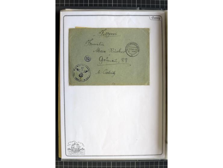 1914/1945, sehr umfangreiche Sammlung "Feldpost in Danzig" mit einigen hundert Briefen und Karten, dabei I. WK. mit interessa