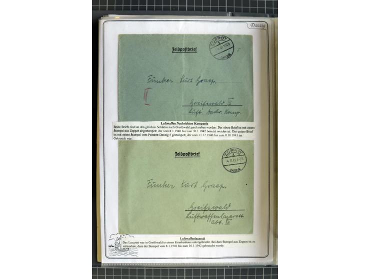 1914/1945, sehr umfangreiche Sammlung "Feldpost in Danzig" mit einigen hundert Briefen und Karten, dabei I. WK. mit interessa