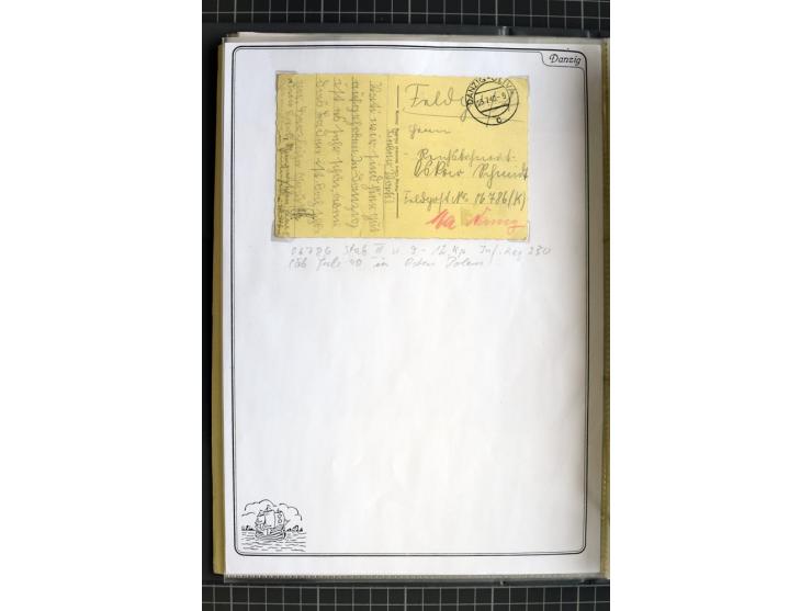 1914/1945, sehr umfangreiche Sammlung "Feldpost in Danzig" mit einigen hundert Briefen und Karten, dabei I. WK. mit interessa