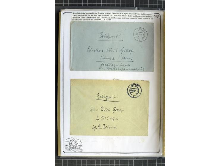 1914/1945, sehr umfangreiche Sammlung "Feldpost in Danzig" mit einigen hundert Briefen und Karten, dabei I. WK. mit interessa