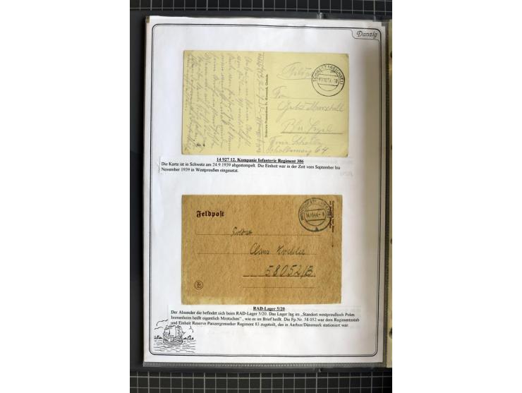 1914/1945, sehr umfangreiche Sammlung "Feldpost in Danzig" mit einigen hundert Briefen und Karten, dabei I. WK. mit interessa