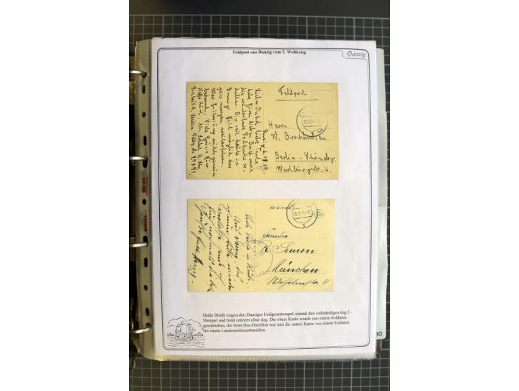 1914/1945, sehr umfangreiche Sammlung "Feldpost in Danzig" mit einigen hundert Briefen und Karten, dabei I. WK. mit interessa