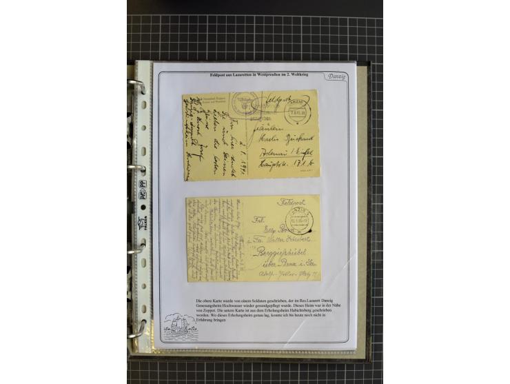 1914/1945, sehr umfangreiche Sammlung "Feldpost in Danzig" mit einigen hundert Briefen und Karten, dabei I. WK. mit interessa